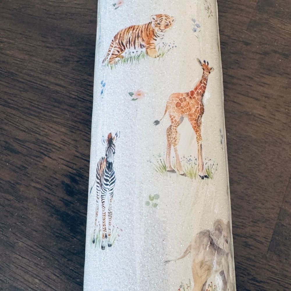 Safari Animals Glitter Baby Shower Kids Birthday Gift Wrap Wrapping Paper Roll
